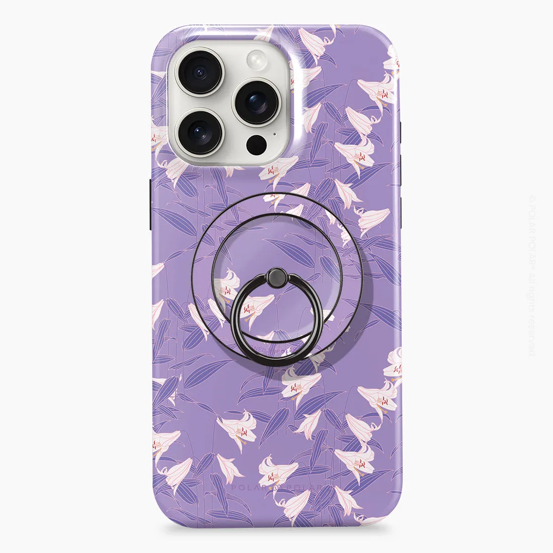 Lavender Lily - Black MagSafe Phone Grip and Ring Holder Stand