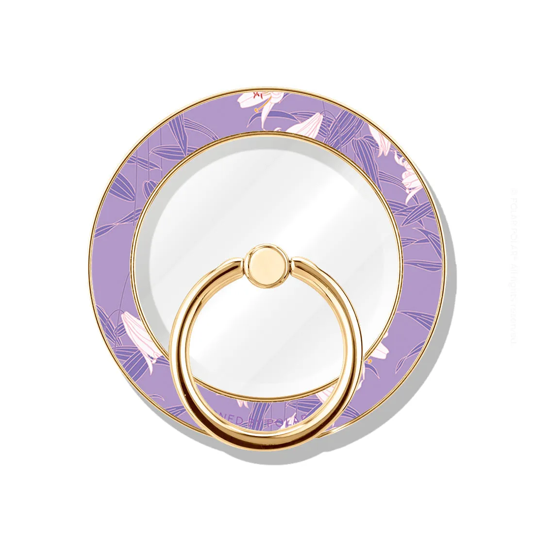 Lavender Lily - Golden MagSafe Phone Grip and Ring Holder Stand