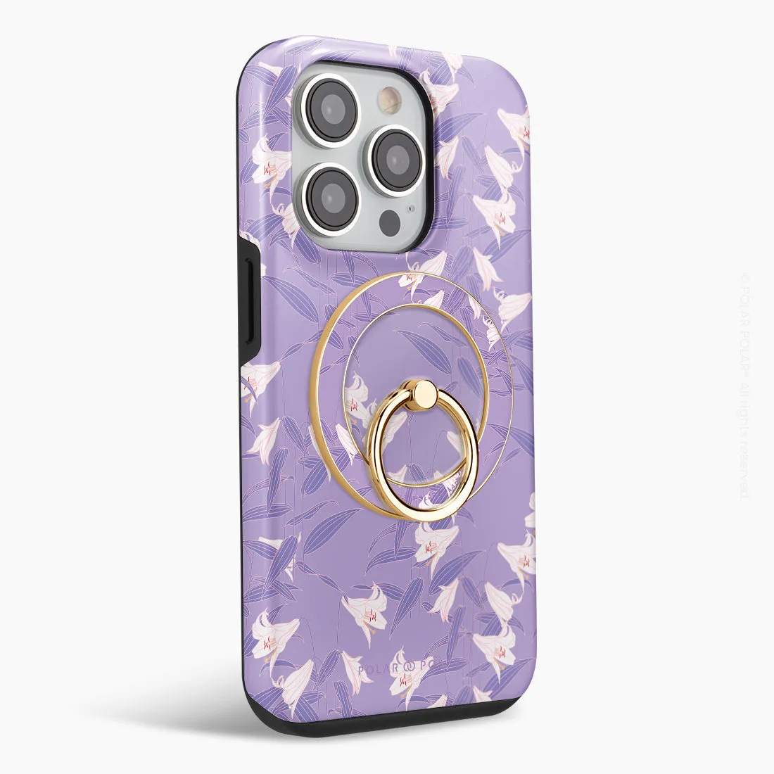 Lavender Lily - Golden MagSafe Phone Grip and Ring Holder Stand