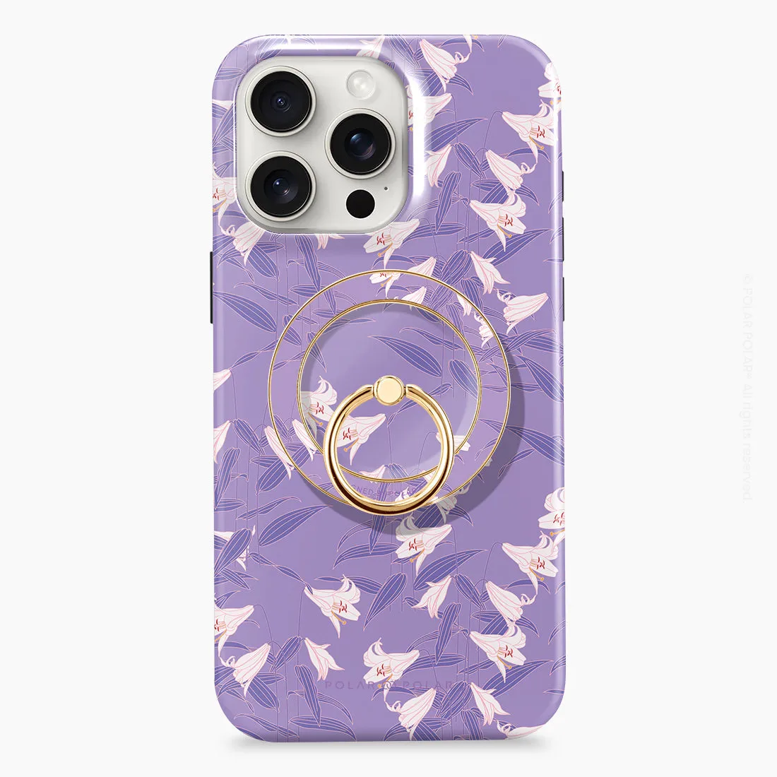 Lavender Lily - Golden MagSafe Phone Grip and Ring Holder Stand