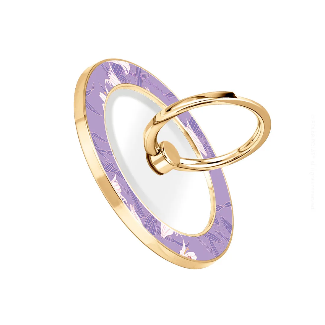 Lavender Lily - Golden MagSafe Phone Grip and Ring Holder Stand
