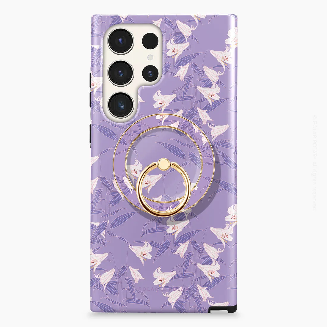 Lavender Lily - Golden MagSafe Phone Grip and Ring Holder Stand