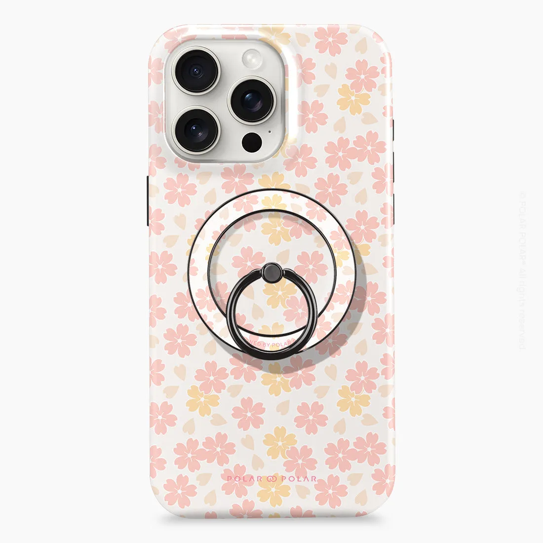 Light Pink Sakura - Black MagSafe Phone Grip and Ring Holder Stand