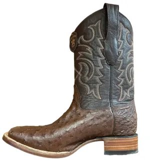 Los Altos Men's Boots - Tobacco Full Quill Ostrich Square Toe