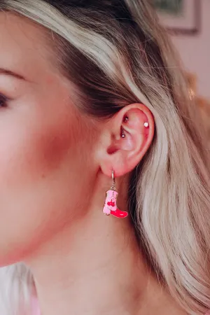 Made For Walking Boot Hoop Earrings - Pink