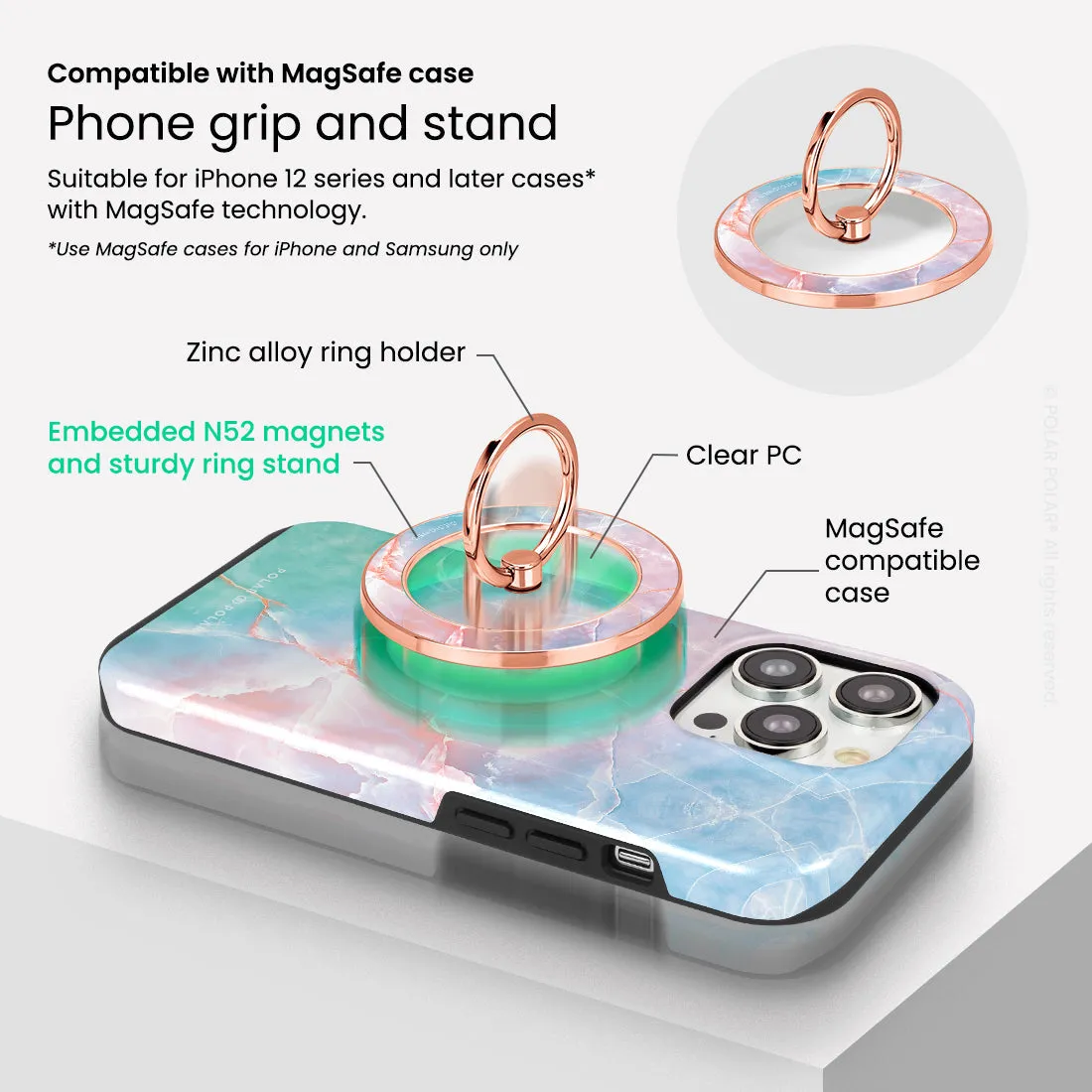Magic Heaven - Rose Gold MagSafe Phone Grip and Ring Holder Stand