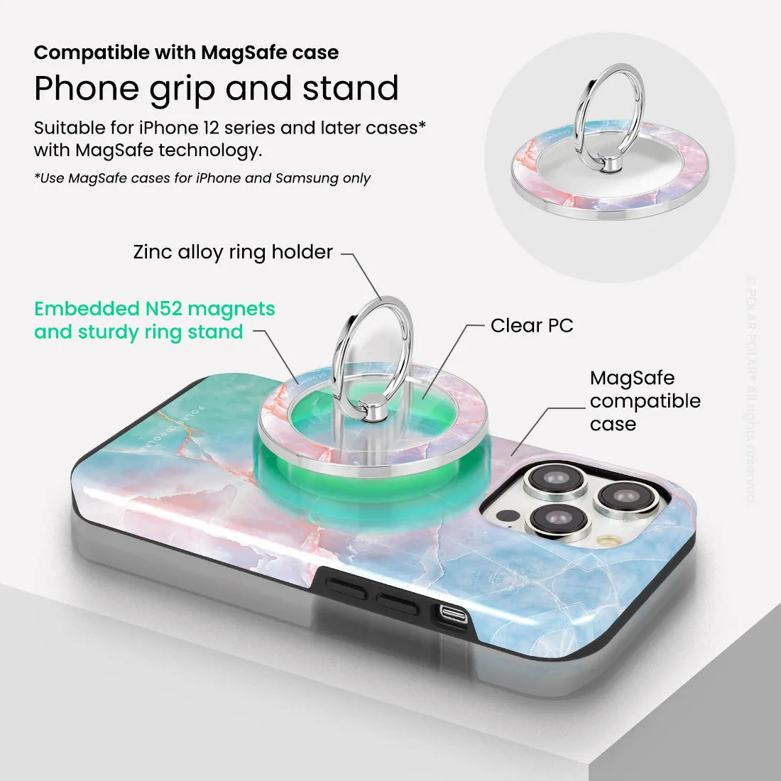 Magic Heaven - Silver MagSafe Phone Grip and Ring Holder Stand