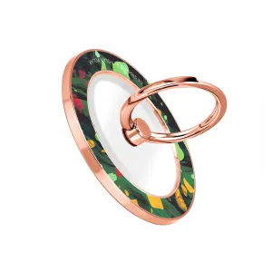 Malachite Terrazzo Gem - Rose Gold MagSafe Phone Grip and Ring Holder Stand