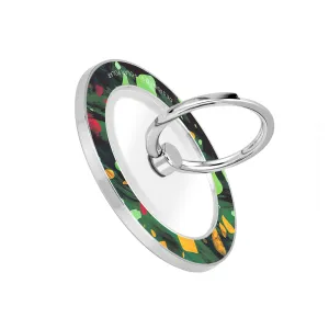 Malachite Terrazzo Gem - Silver MagSafe Phone Grip and Ring Holder Stand