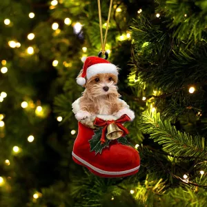 Maltipoo-In Santa Boot Christmas-Two Sided Ornament