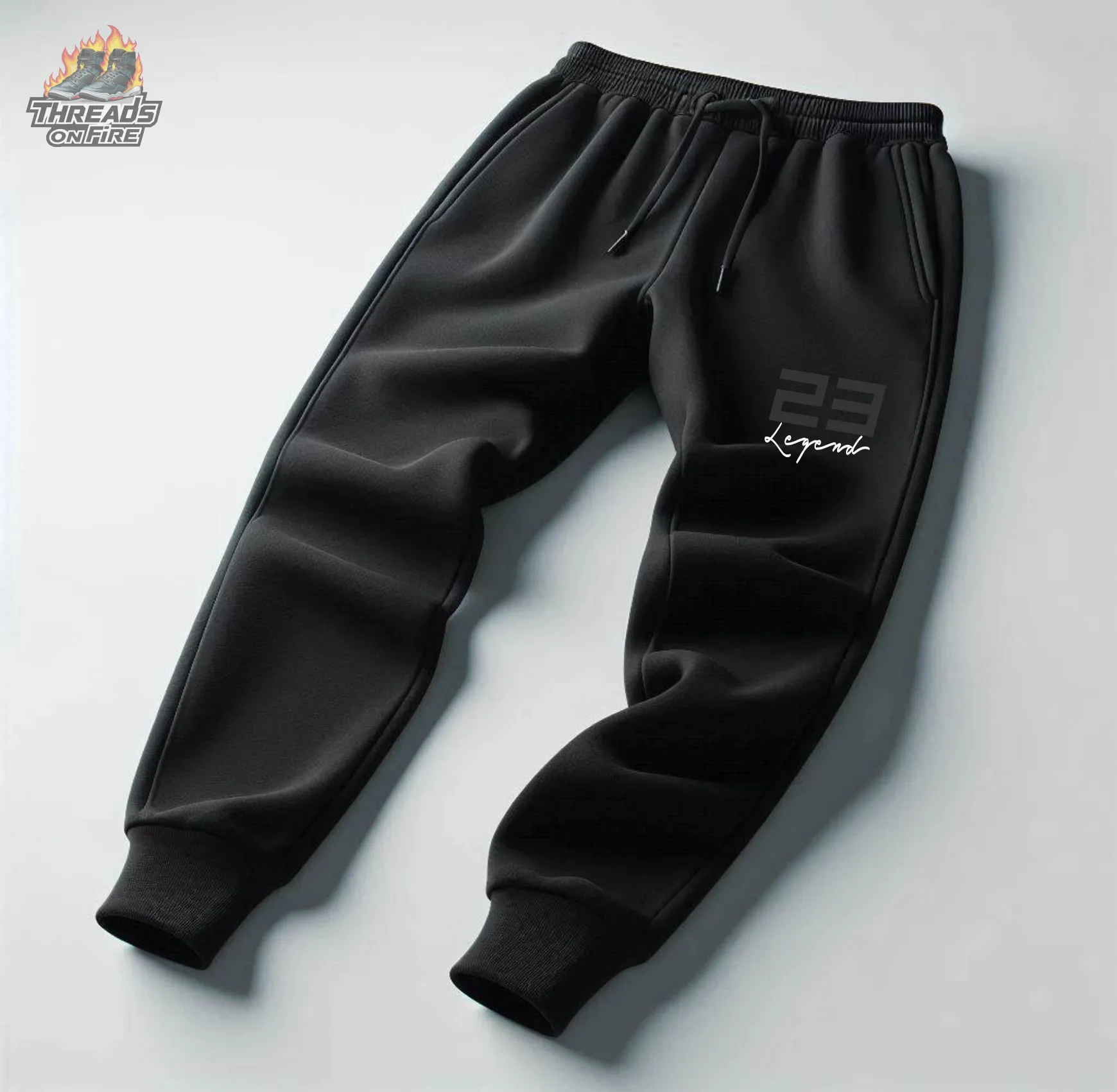 Men's '23 Legend' Black Ghosted Hoodie Joggers Black Sweatsuit To Match Air Jordan 13 Black Flint