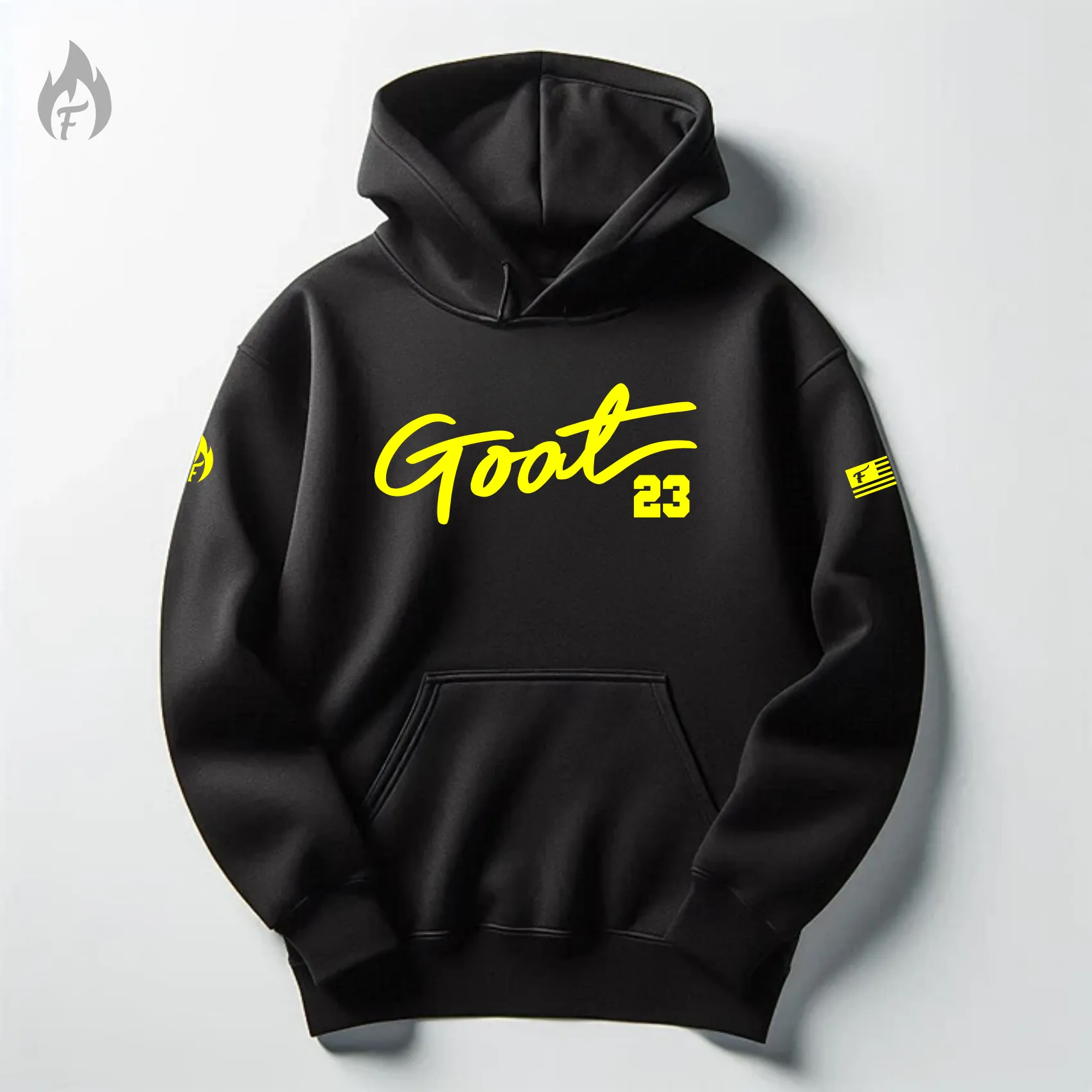 Men's Goat 23 Sweatsuit Hoodie Joggers Black & Yellow Tracksuit Set To Match Air Jordan 4 Thunder