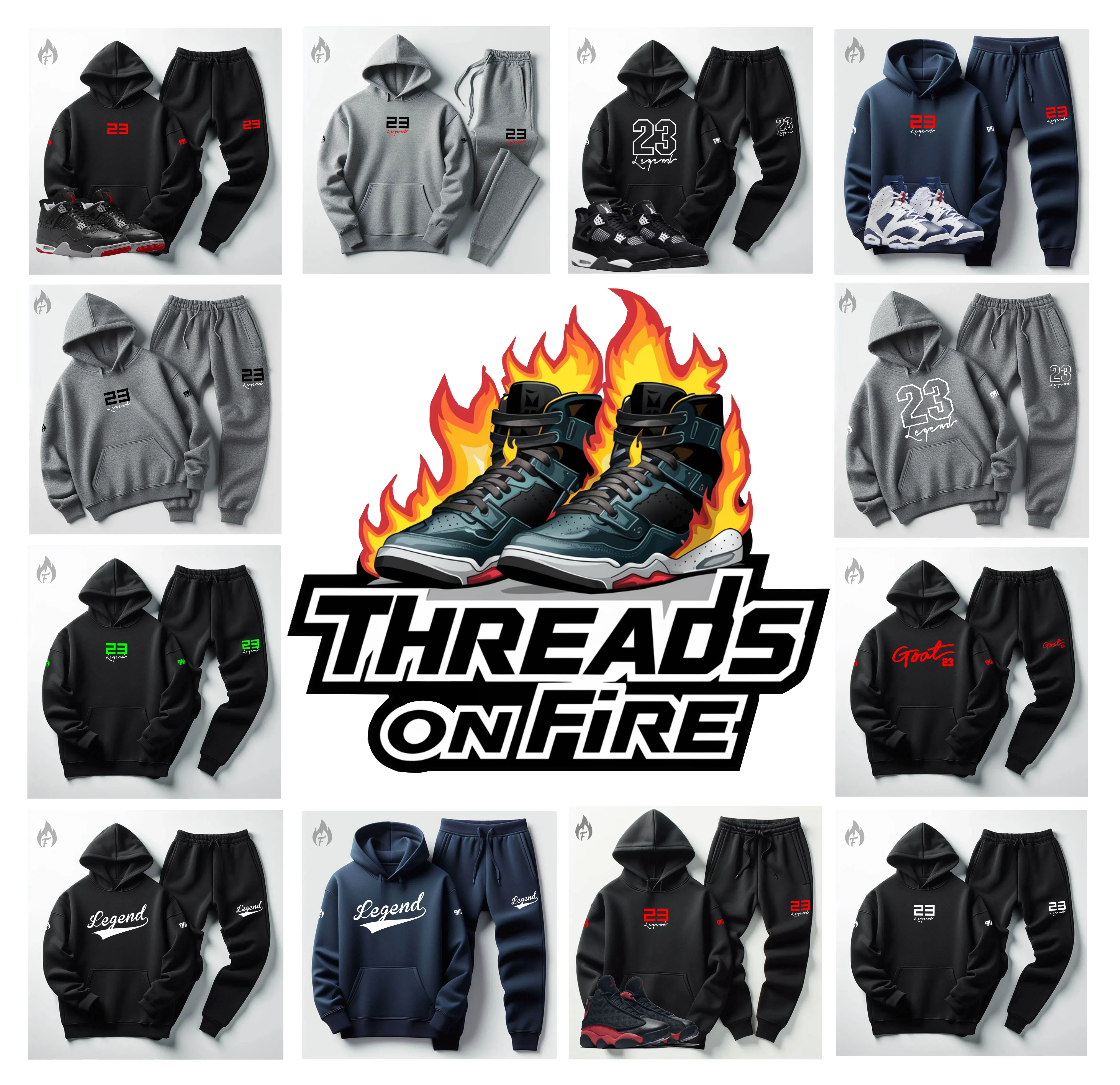 Men's Sneaker Hoodie & Joggers 23 Legend Sweatsuit To Match Air Jordan 11 Legend Blue