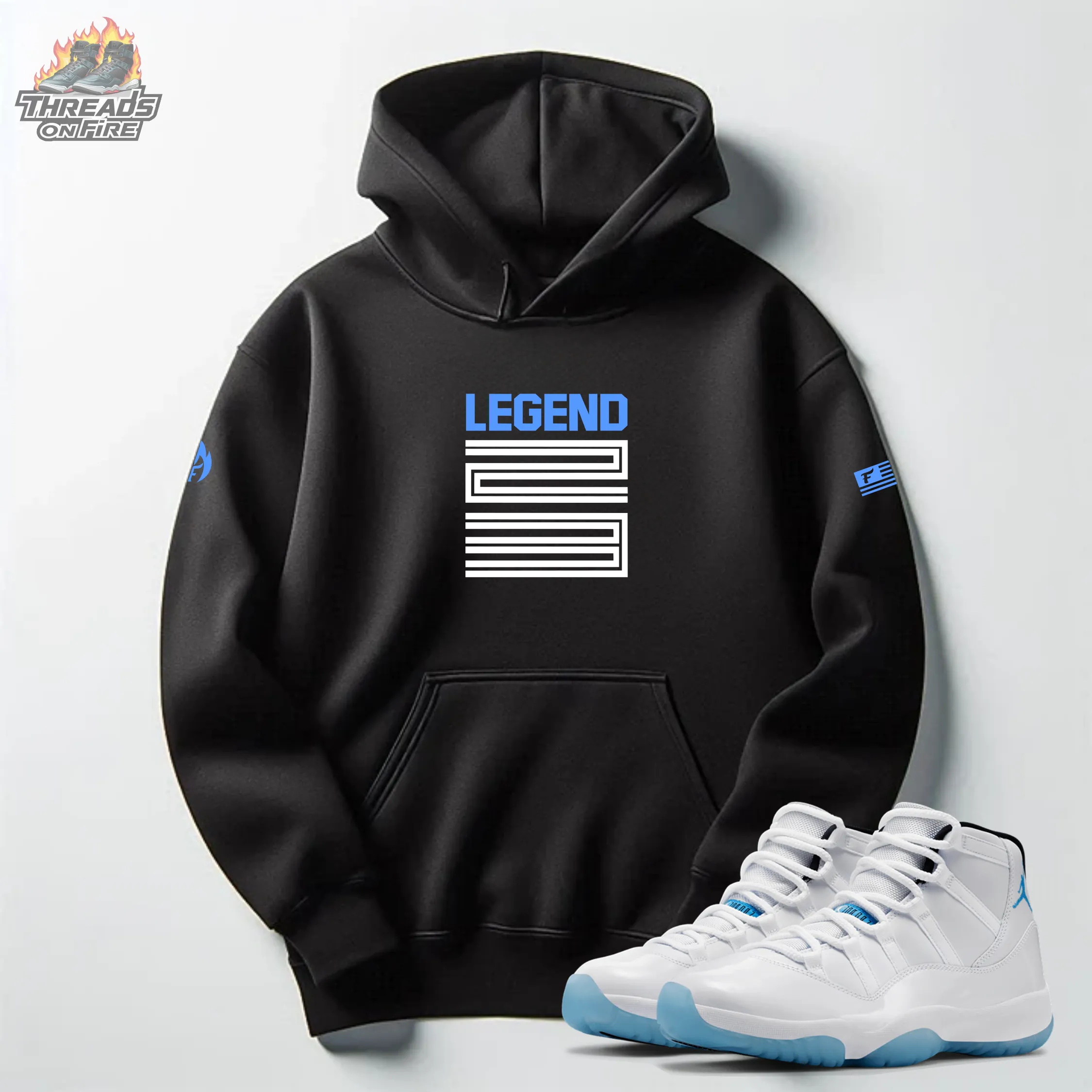 Men's Sneaker Hoodie & Joggers 23 Legend Sweatsuit To Match Air Jordan 11 Legend Blue
