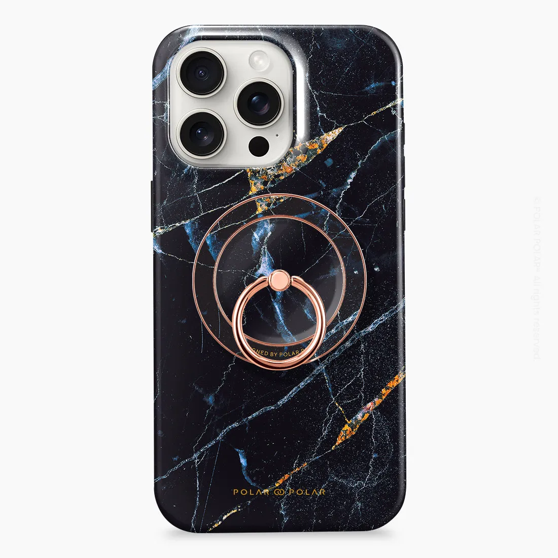 Midnight Marble - Rose Gold MagSafe Phone Grip and Ring Holder Stand