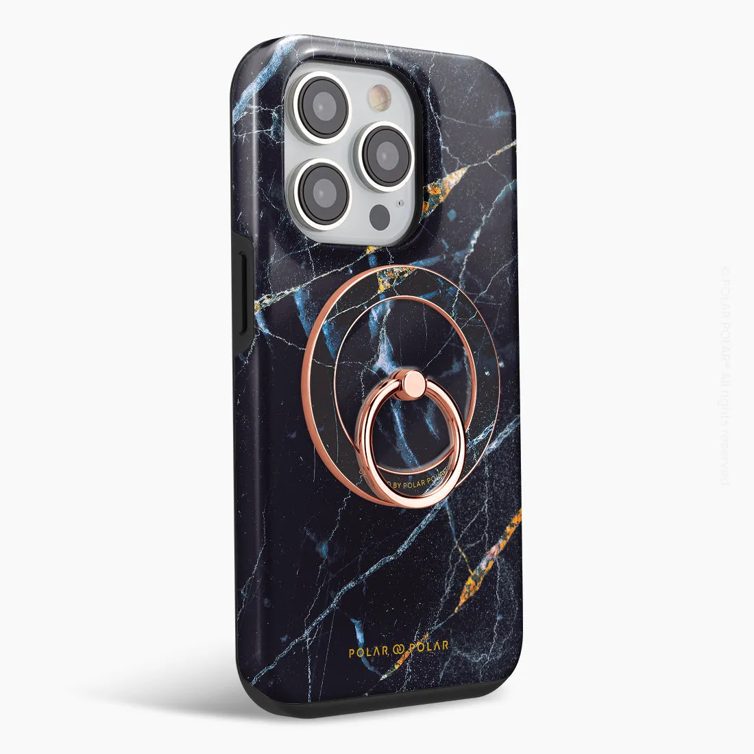 Midnight Marble - Rose Gold MagSafe Phone Grip and Ring Holder Stand