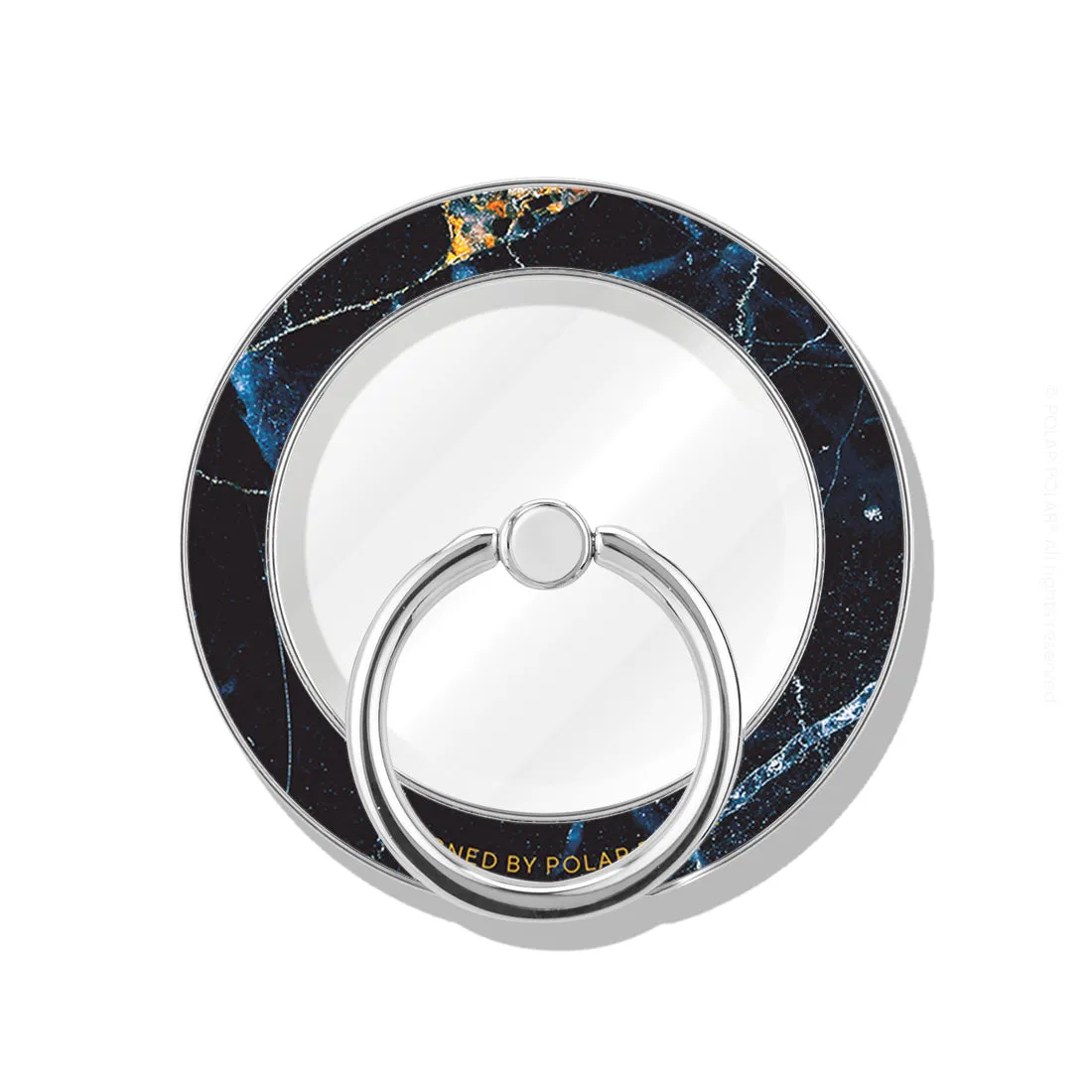 Midnight Marble - Silver MagSafe Phone Grip and Ring Holder Stand
