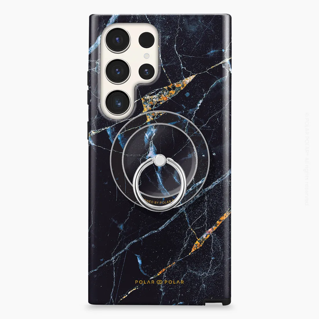 Midnight Marble - Silver MagSafe Phone Grip and Ring Holder Stand