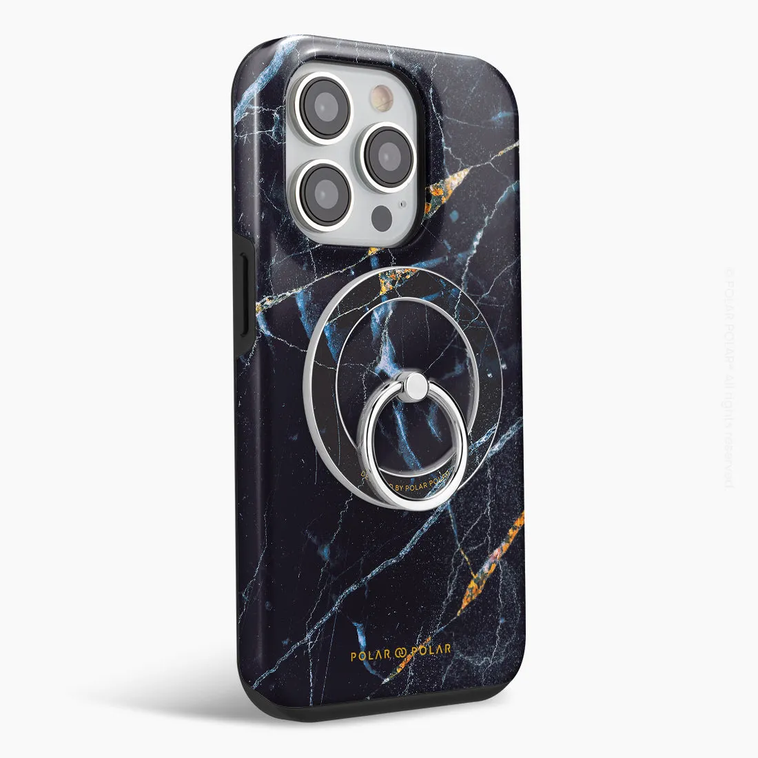 Midnight Marble - Silver MagSafe Phone Grip and Ring Holder Stand