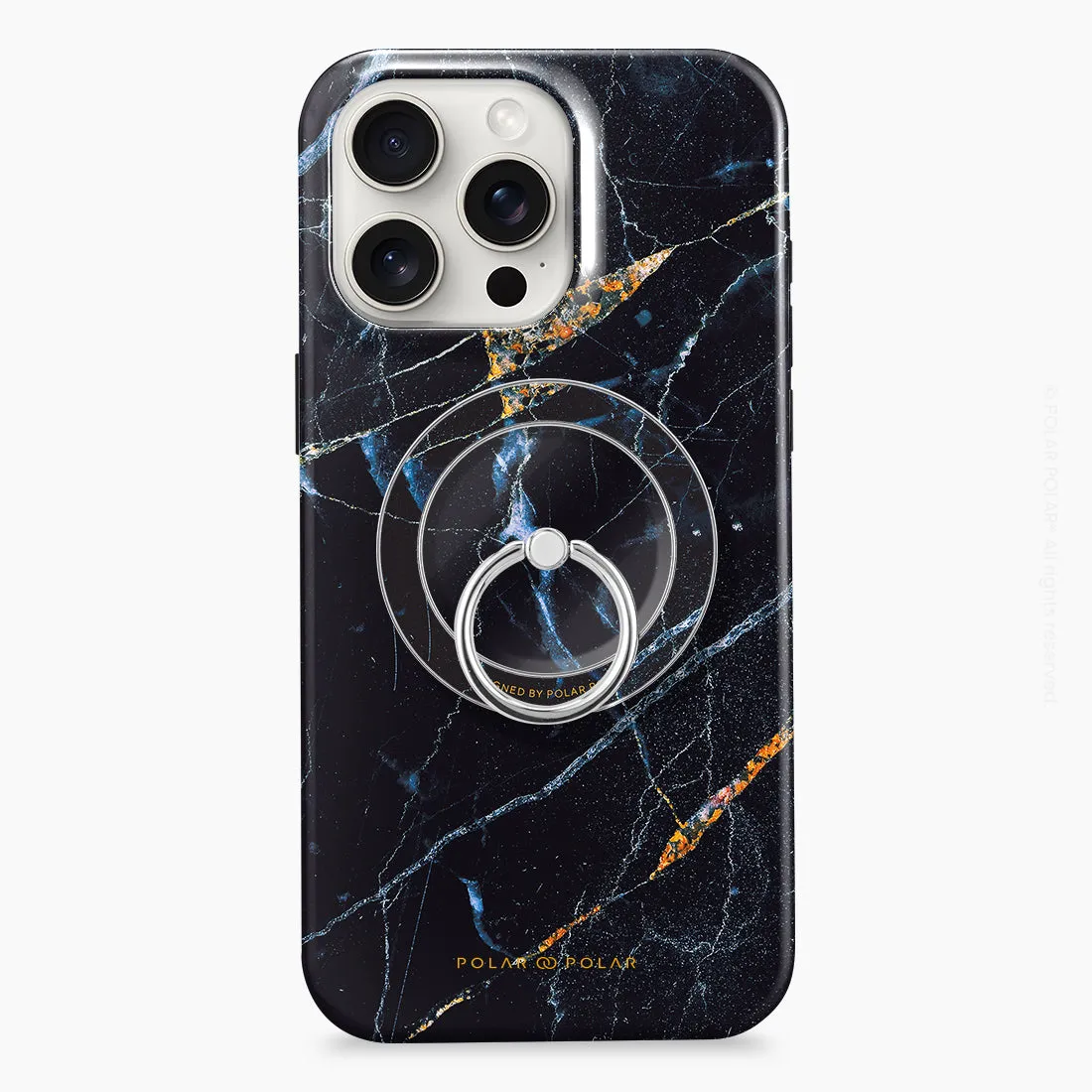 Midnight Marble - Silver MagSafe Phone Grip and Ring Holder Stand
