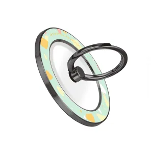 Mist Green Terrazzo - Black MagSafe Phone Grip and Ring Holder Stand