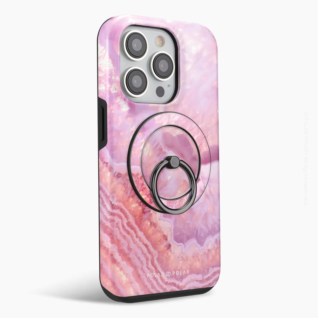 Misty Rose Coral - Black MagSafe Phone Grip and Ring Holder Stand