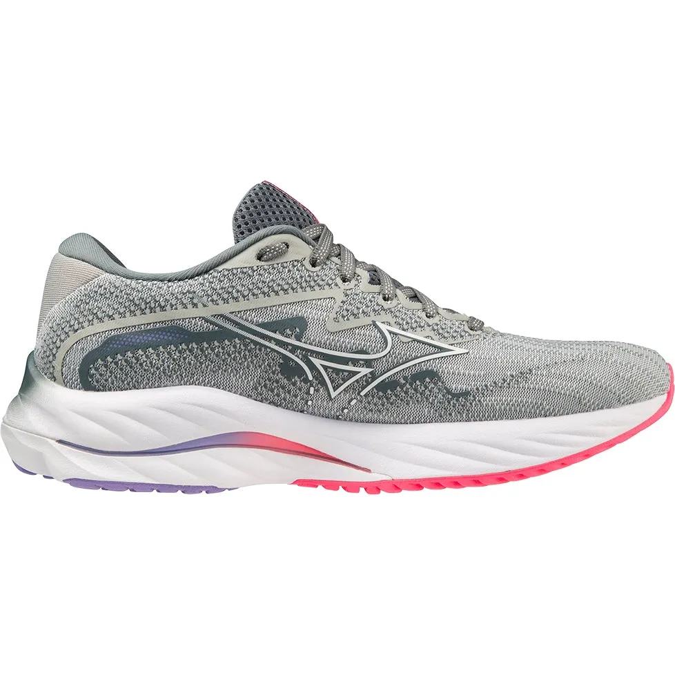 Mizuno Women's Wave Rider 27 D - Pearl Blue/White/High-Vis Pink