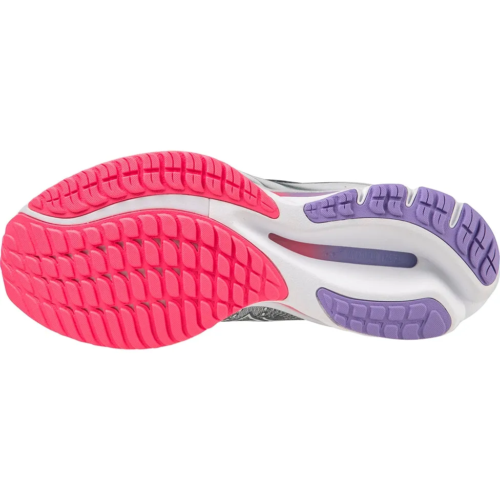 Mizuno Women's Wave Rider 27 D - Pearl Blue/White/High-Vis Pink
