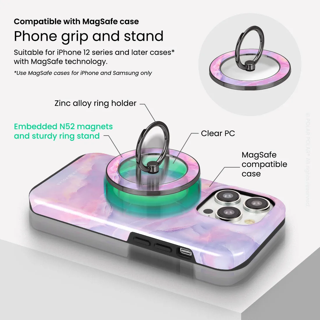Mythical Sky - Black MagSafe Phone Grip and Ring Holder Stand