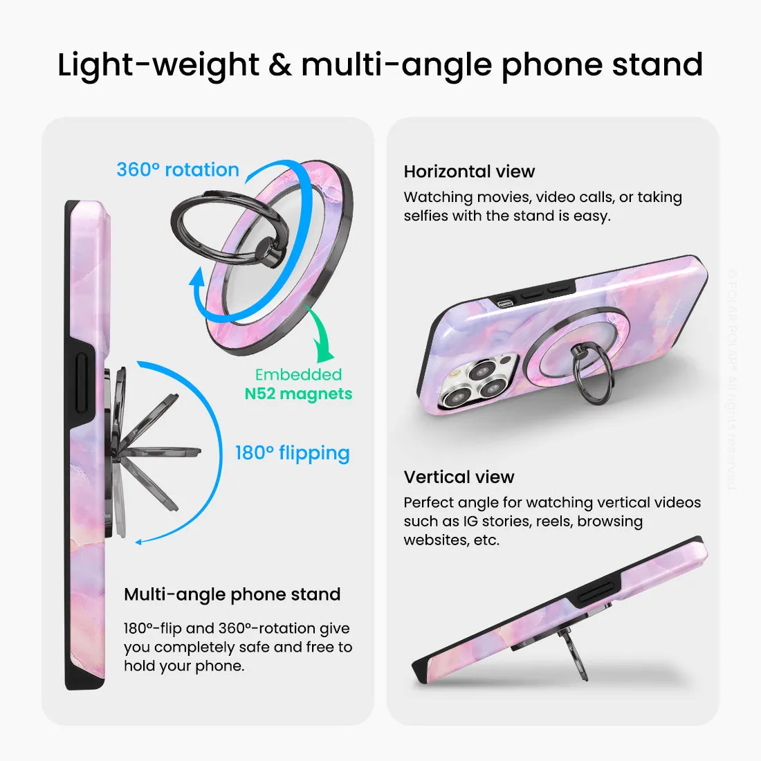 Mythical Sky - Black MagSafe Phone Grip and Ring Holder Stand