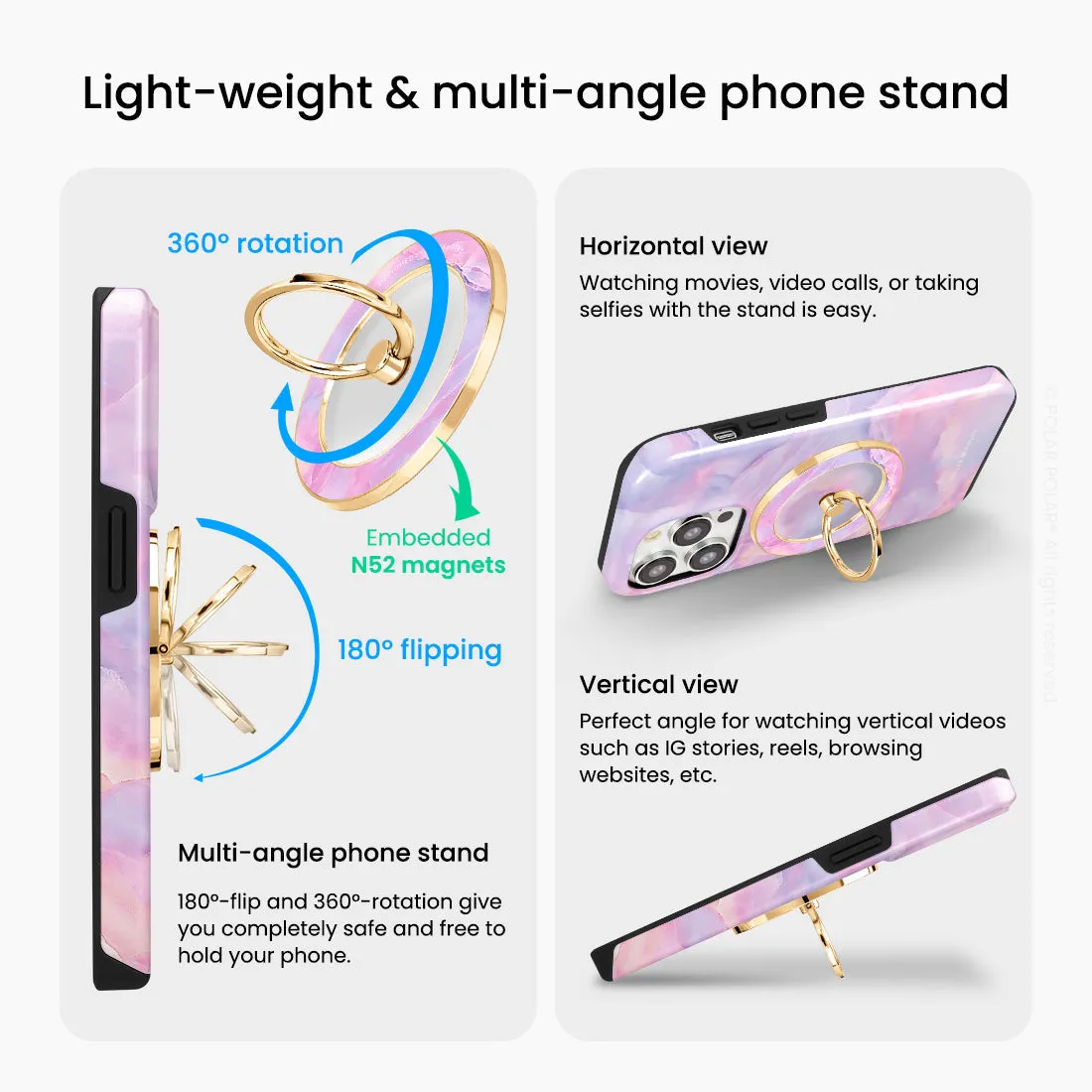 Mythical Sky - Golden MagSafe Phone Grip and Ring Holder Stand