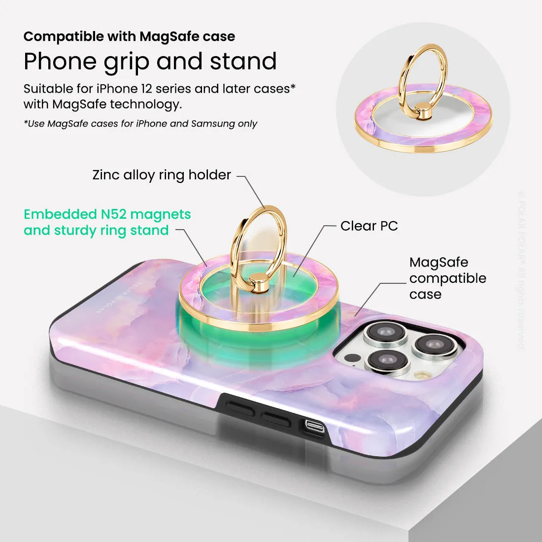 Mythical Sky - Golden MagSafe Phone Grip and Ring Holder Stand