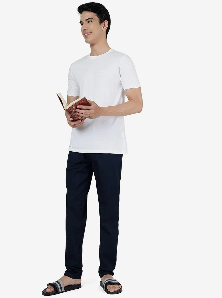Navy Blue Solid Slim Fit Track Pant | JadeBlue