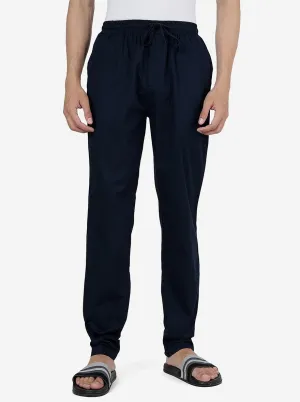 Navy Blue Solid Slim Fit Track Pant | JadeBlue