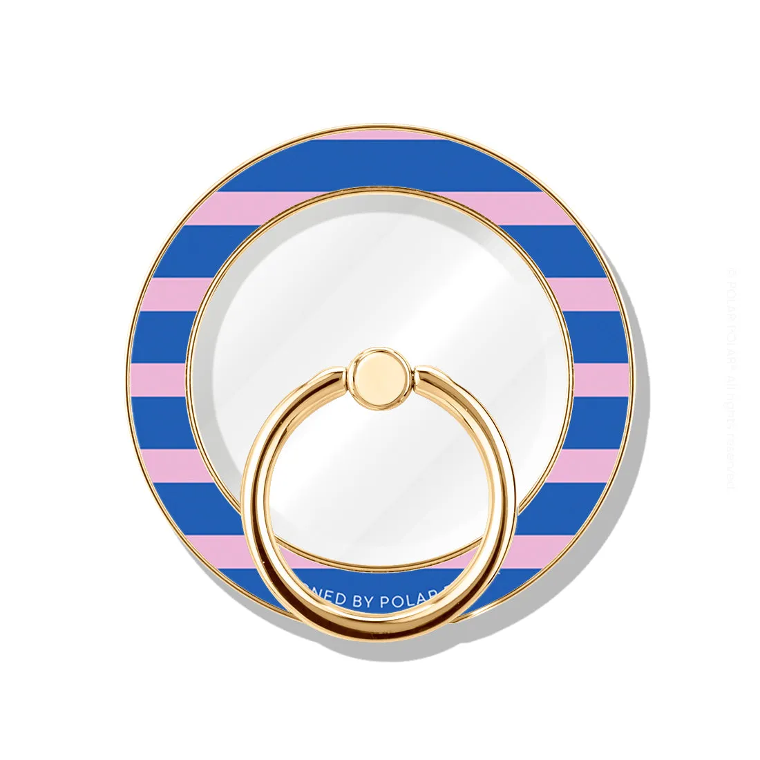 Navy Pink Stripe - Golden MagSafe Phone Grip and Ring Holder Stand