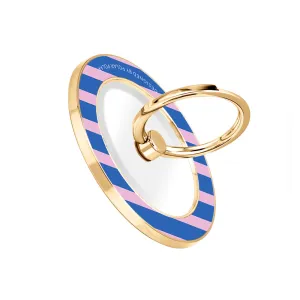 Navy Pink Stripe - Golden MagSafe Phone Grip and Ring Holder Stand