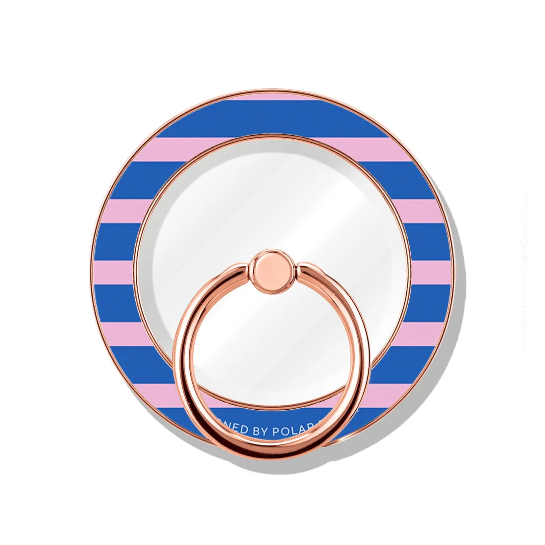 Navy Pink Stripe - Rose Gold MagSafe Phone Grip and Ring Holder Stand