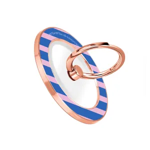 Navy Pink Stripe - Rose Gold MagSafe Phone Grip and Ring Holder Stand