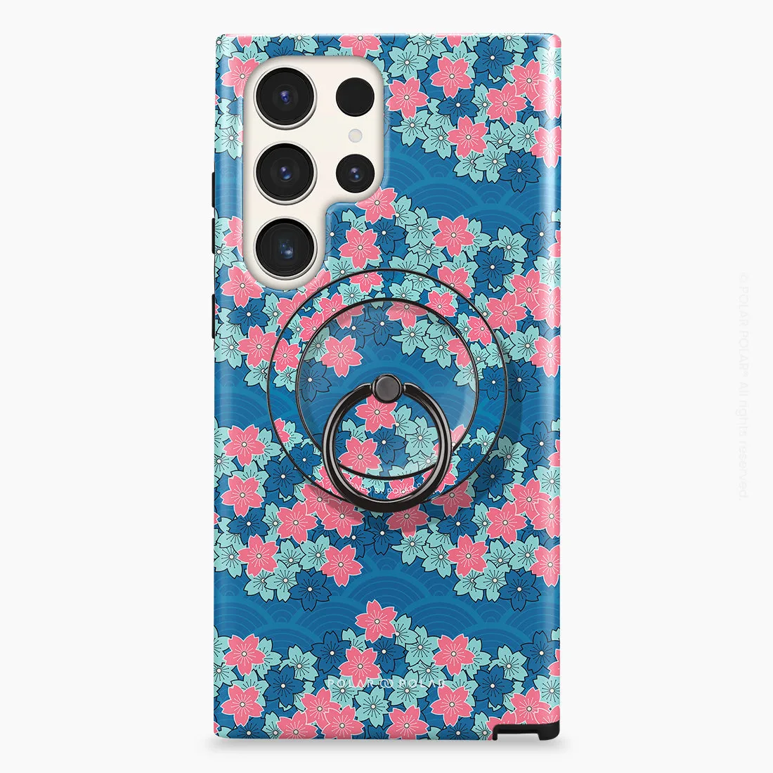 Navy Sakura Wave - Black MagSafe Phone Grip and Ring Holder Stand