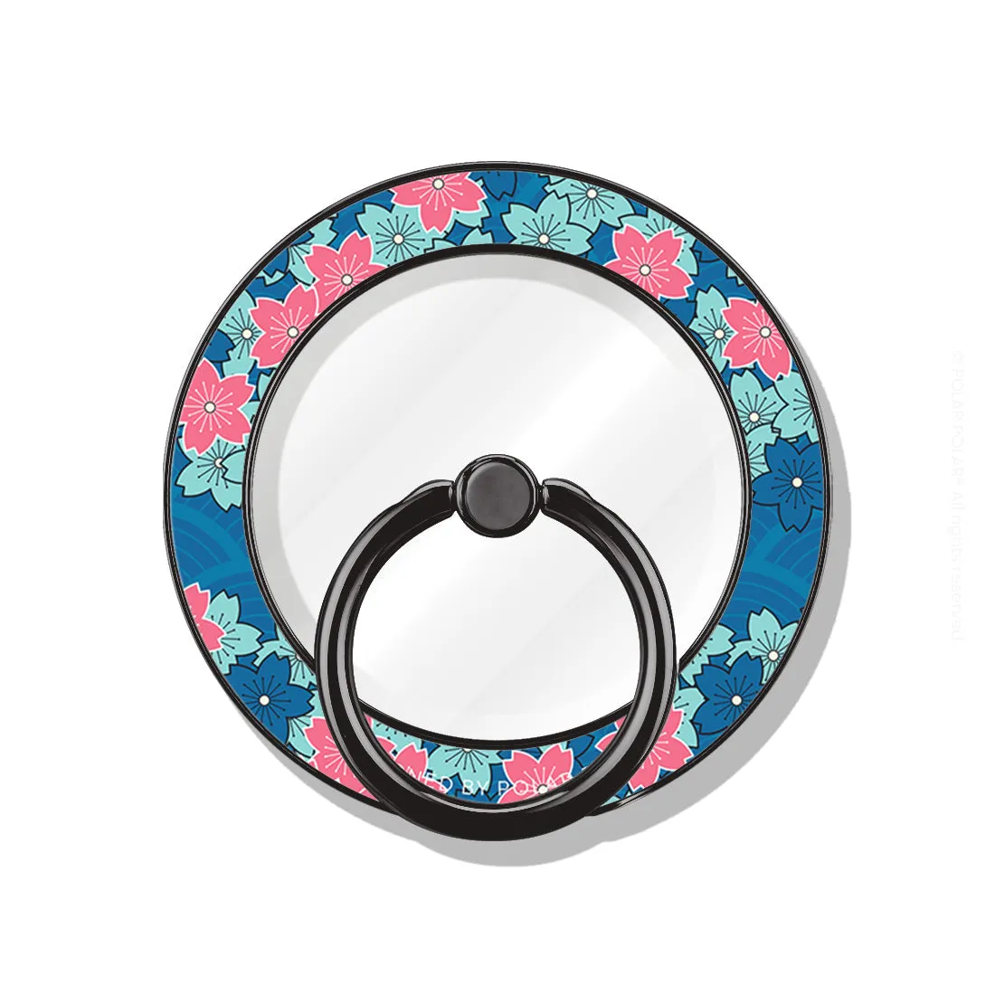 Navy Sakura Wave - Black MagSafe Phone Grip and Ring Holder Stand