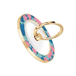 Navy Sakura Wave - Golden MagSafe Phone Grip and Ring Holder Stand