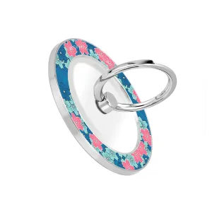 Navy Sakura Wave - Silver MagSafe Phone Grip and Ring Holder Stand