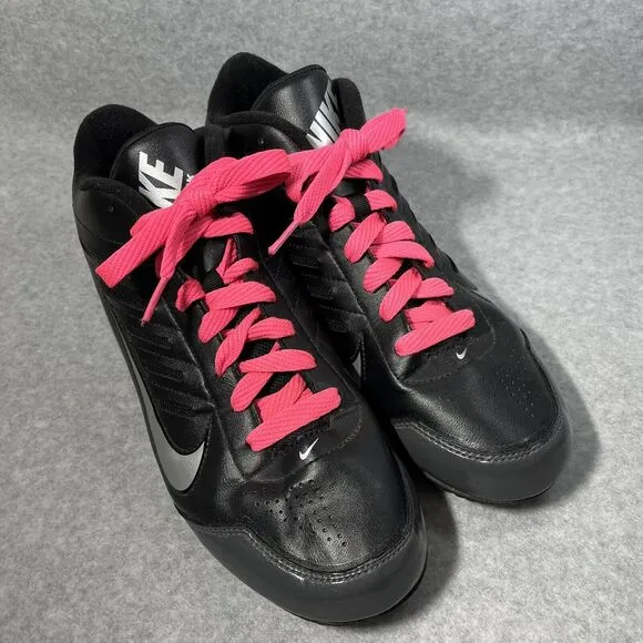Nike Land Shark Football Cleats Men's 10 Black Silver Athletic 511292-009 Soccer