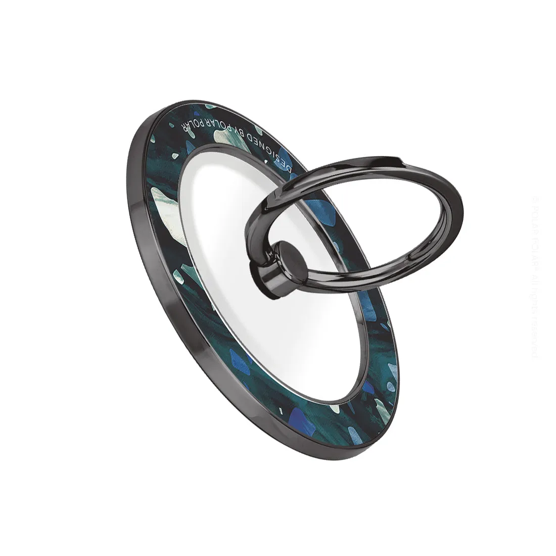 Nordic Terrazzo Gem - Black MagSafe Phone Grip and Ring Holder Stand