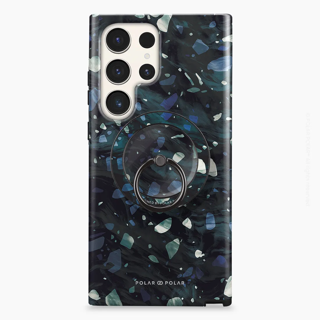 Nordic Terrazzo Gem - Black MagSafe Phone Grip and Ring Holder Stand