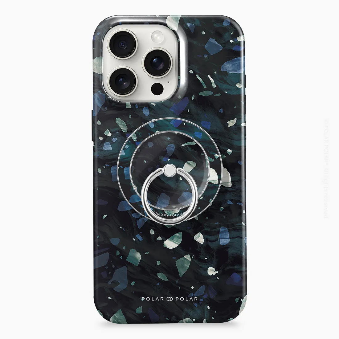 Nordic Terrazzo Gem - Silver MagSafe Phone Grip and Ring Holder Stand