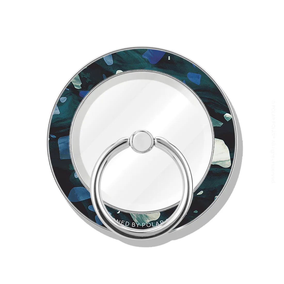 Nordic Terrazzo Gem - Silver MagSafe Phone Grip and Ring Holder Stand