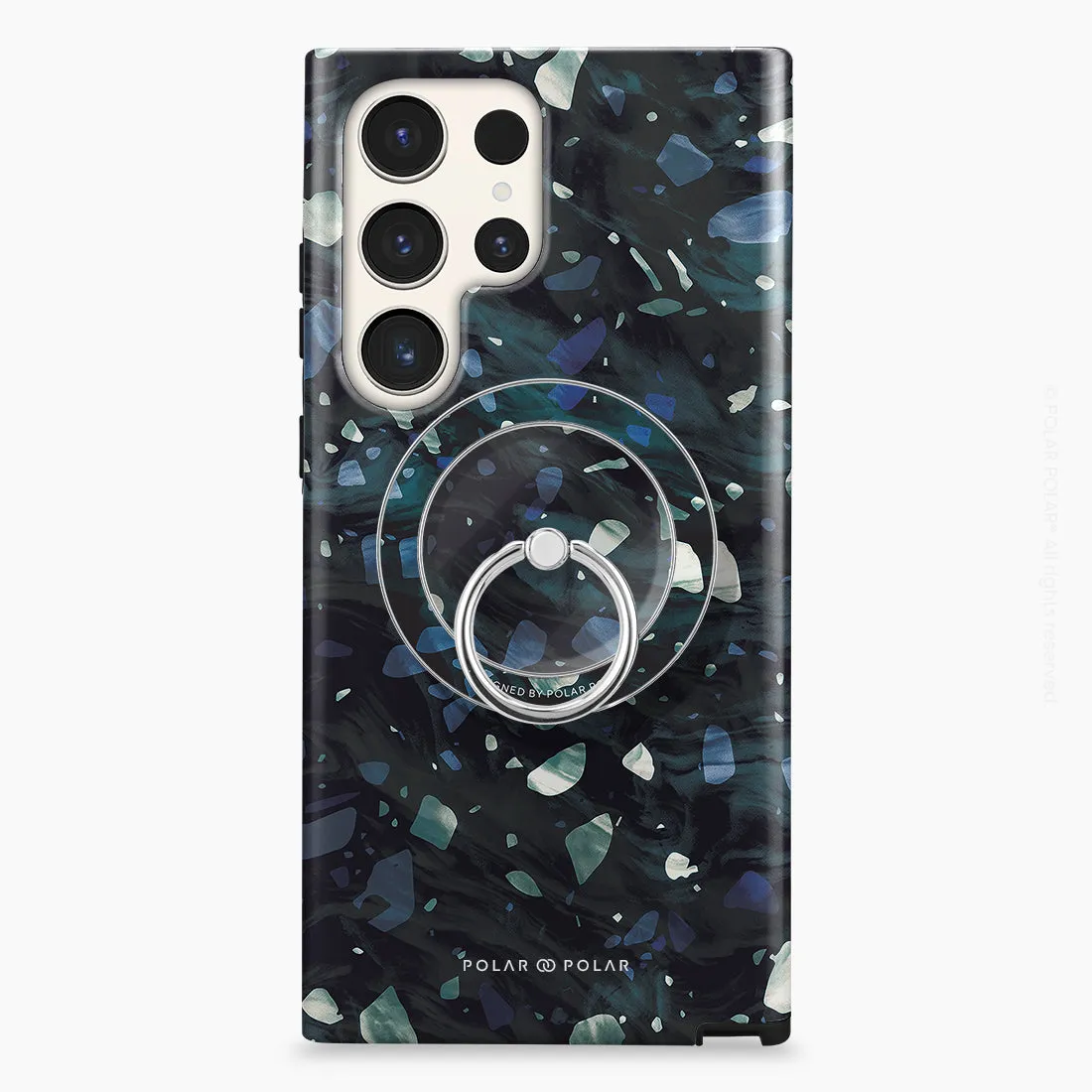 Nordic Terrazzo Gem - Silver MagSafe Phone Grip and Ring Holder Stand