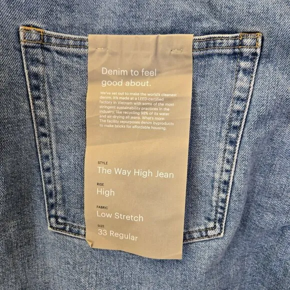 NWT Everlane The Way High Jeans In Light Indigo Size 33