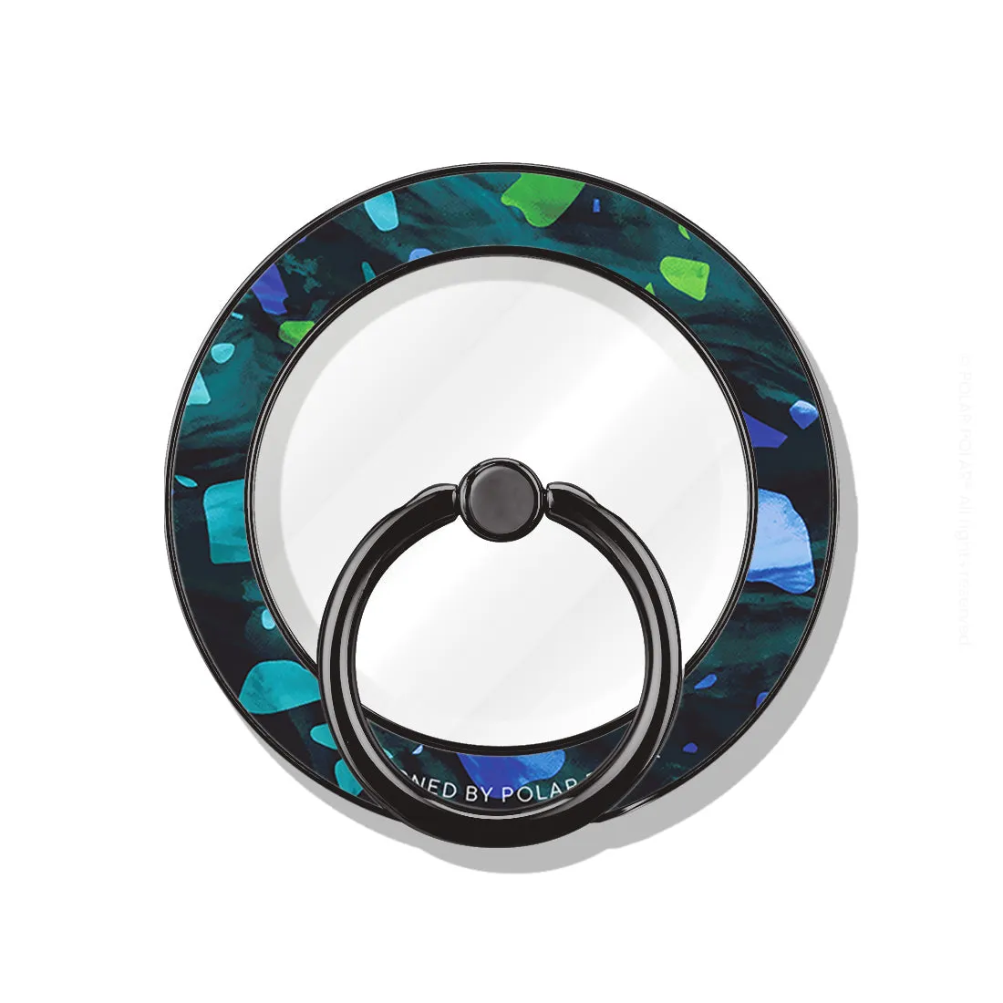 Ocean Terrazzo Gem - Black MagSafe Phone Grip and Ring Holder Stand